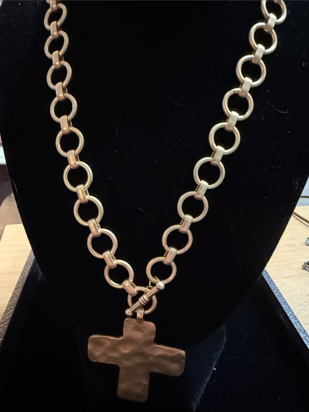 Gold-Tone Hammered Cross Pendant Necklace - Women Jewelry